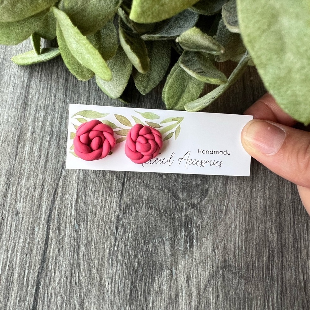 2/$15 Pink Handmade Knot Earrings